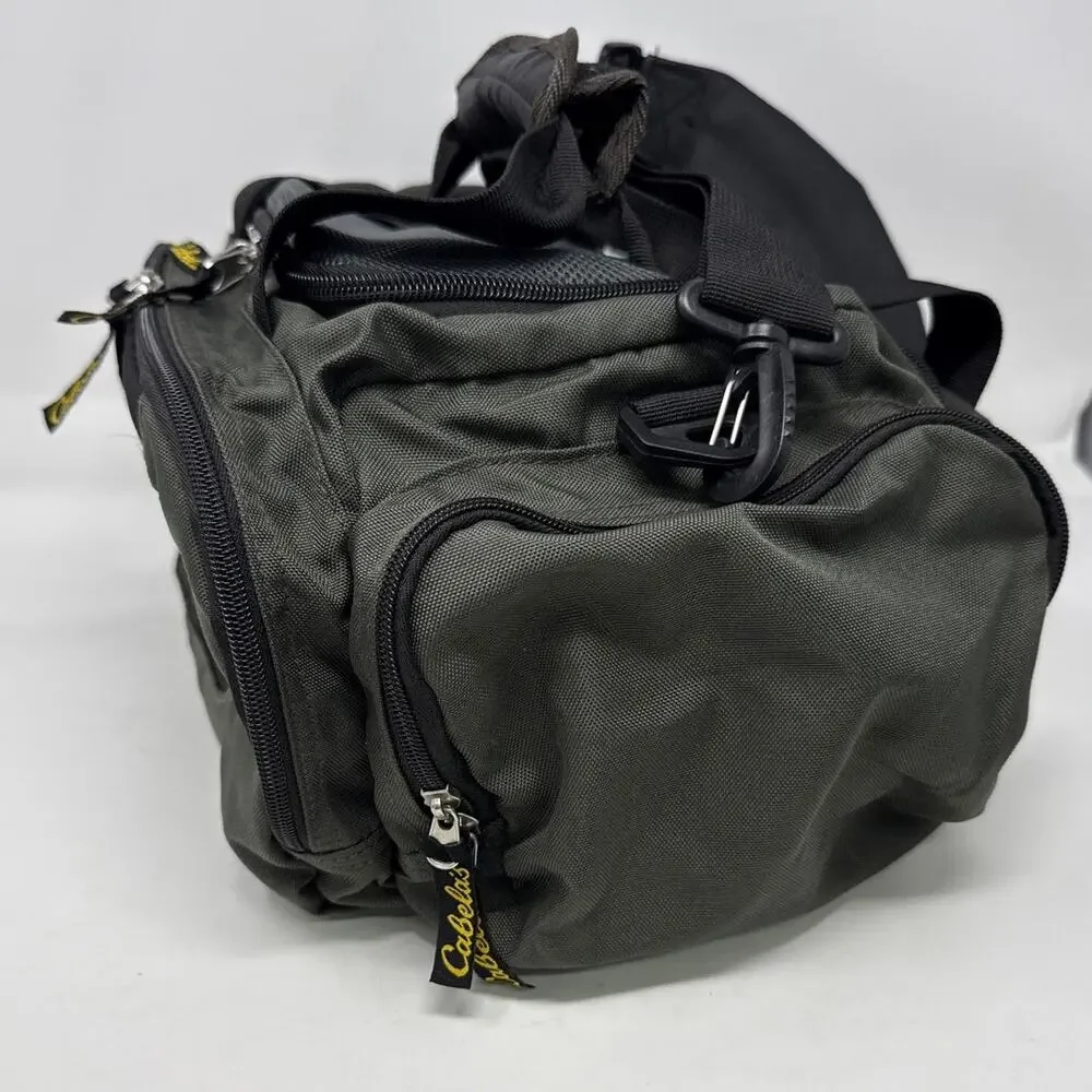 Cabela's Club Catch All Gear Bag, Green And Black Many Pockets Shoulder Strap